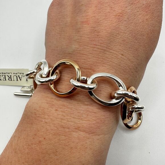 STILL WITH TAG! Lauren Ralph Lauren rose gold tone and silver tone 7" bracelet! - Picture 9 of 11
